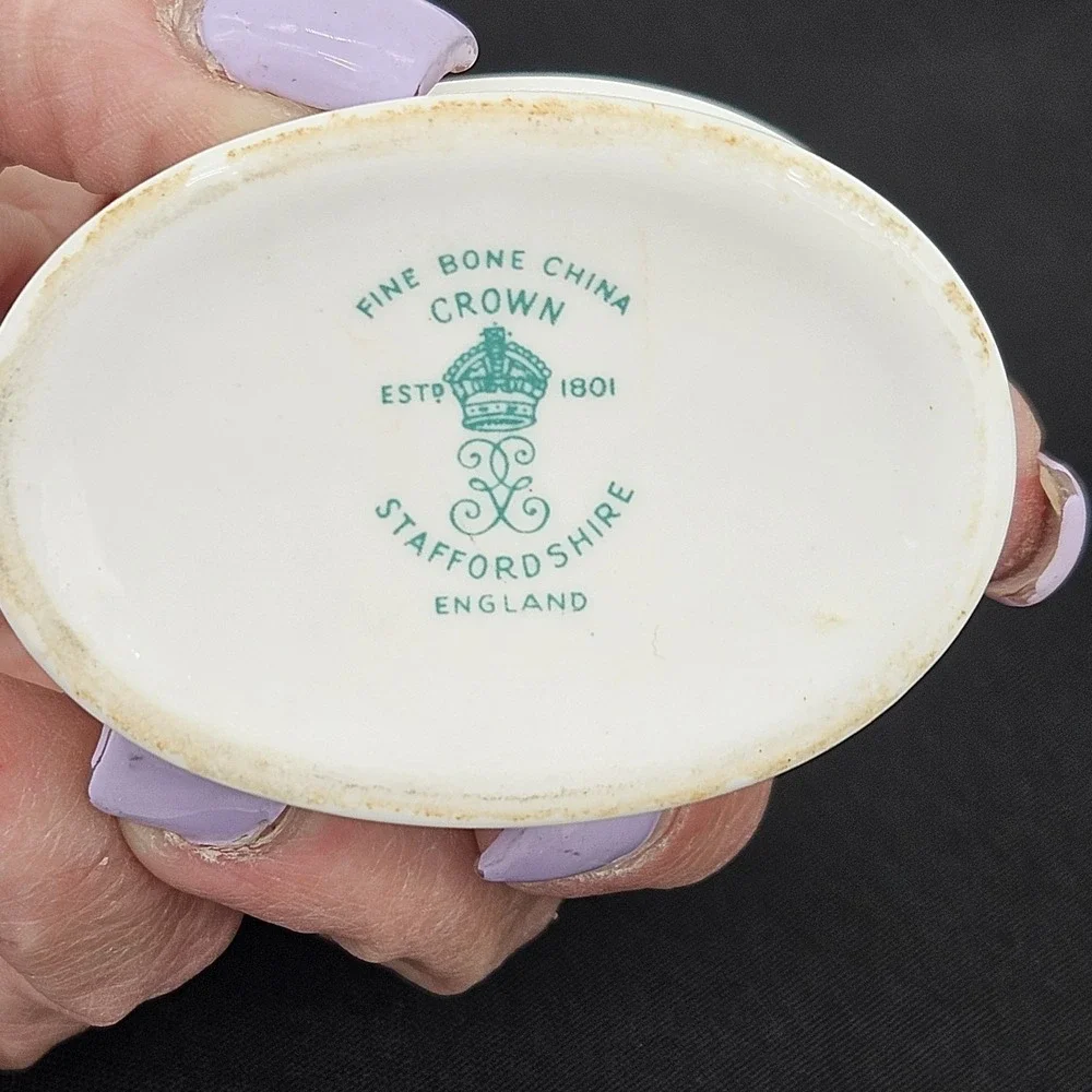 1930's Crown Staffordshire English Trinket Pot And Lid 